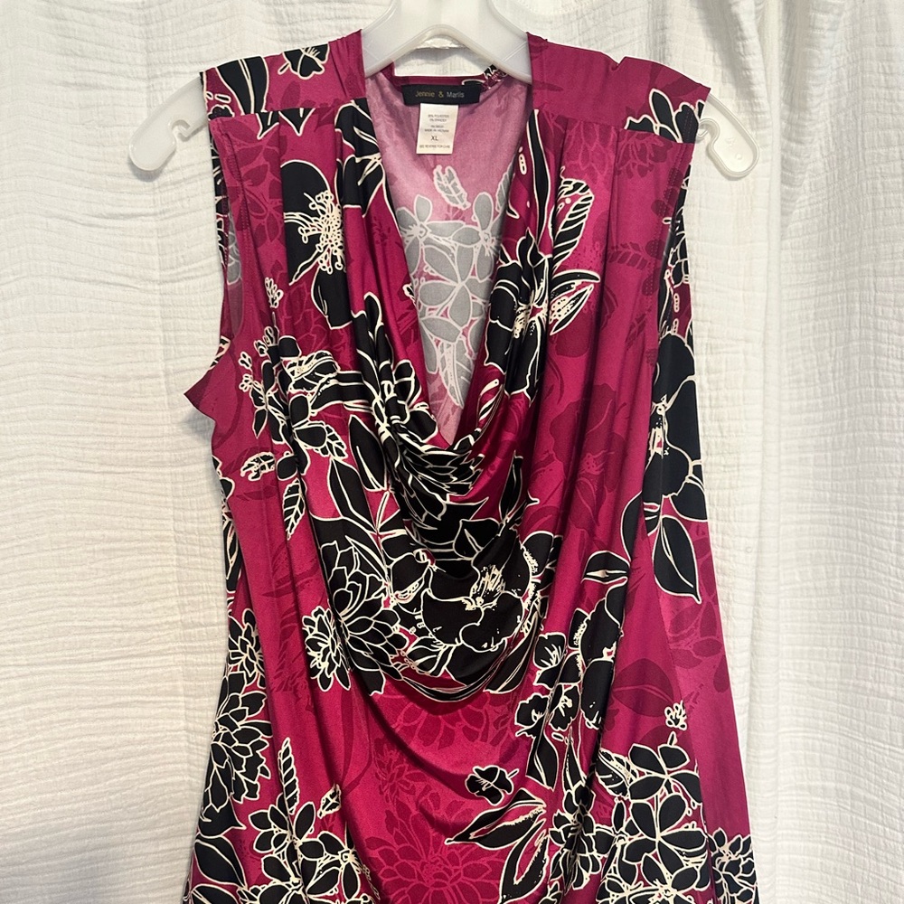 Floral Pink and Black Women's Top